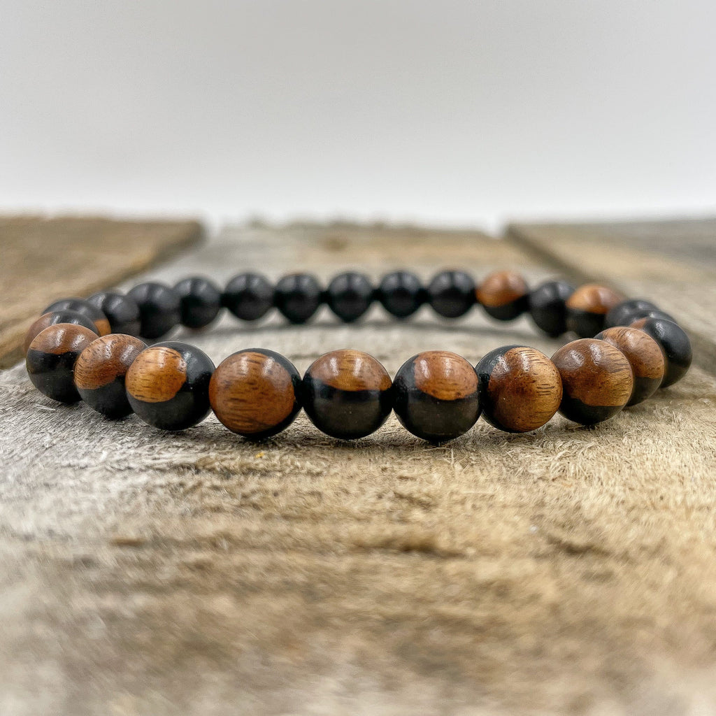 Union - Dual Black/Brown Sandalwood Mala Beaded Bracelet Everwood Original