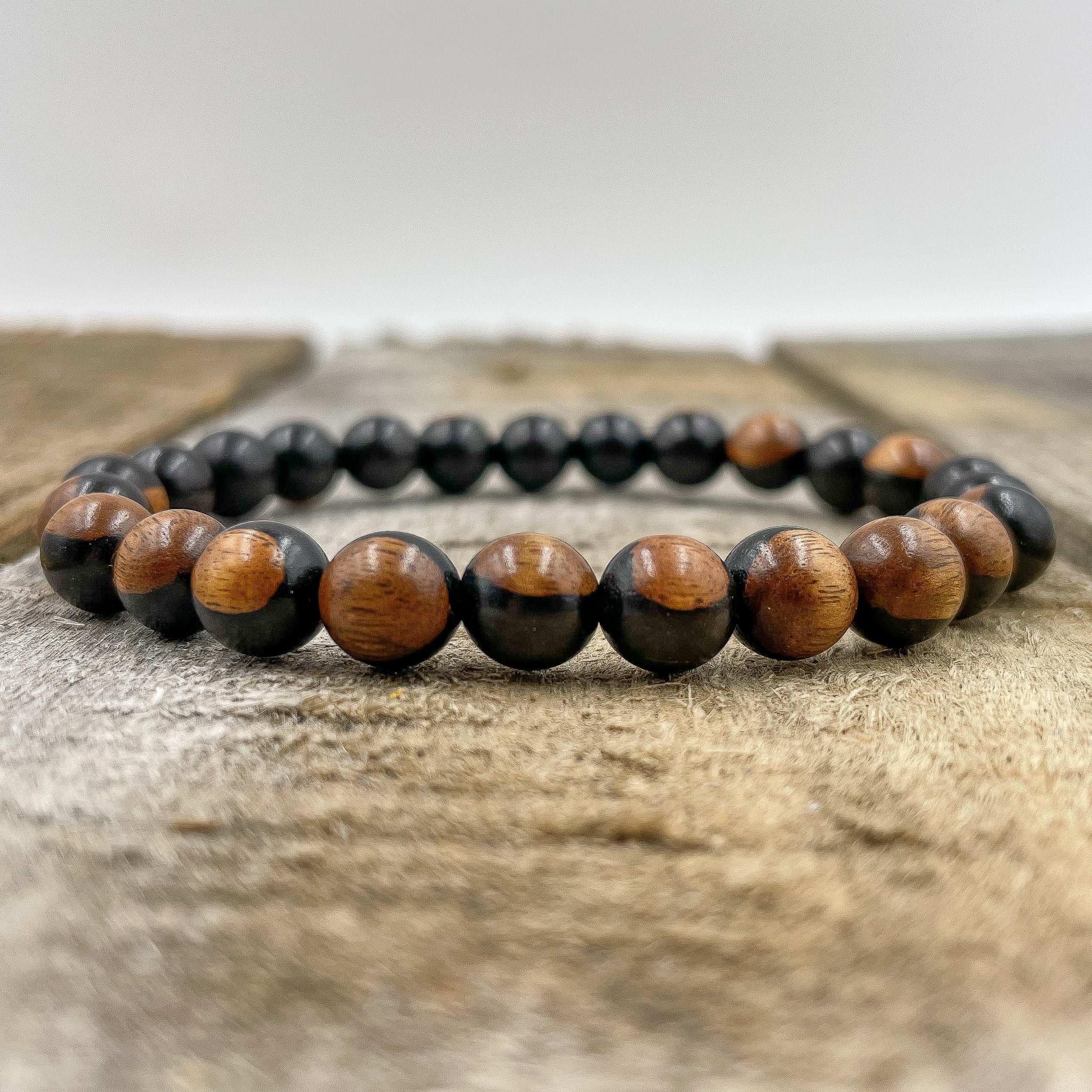Union - Dual Black/Brown Sandalwood Mala Beaded Bracelet Everwood Original