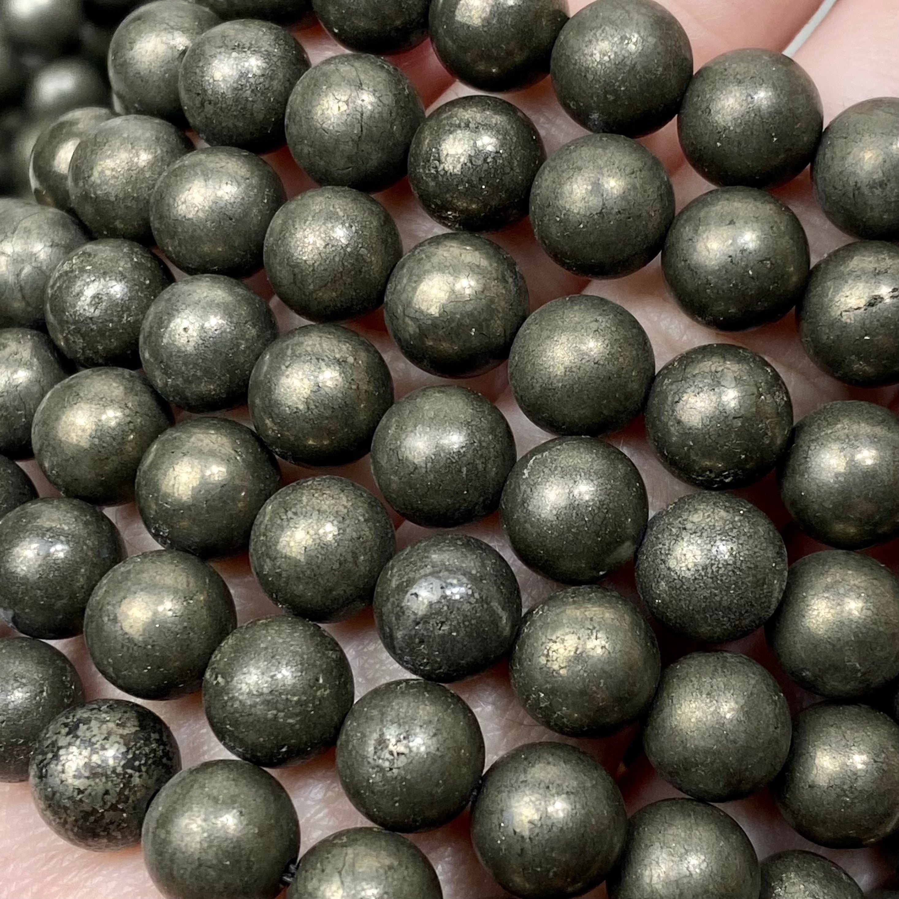 Pyrite 8mm Round Bead Crystal Bracelet Curious Muse Crystals