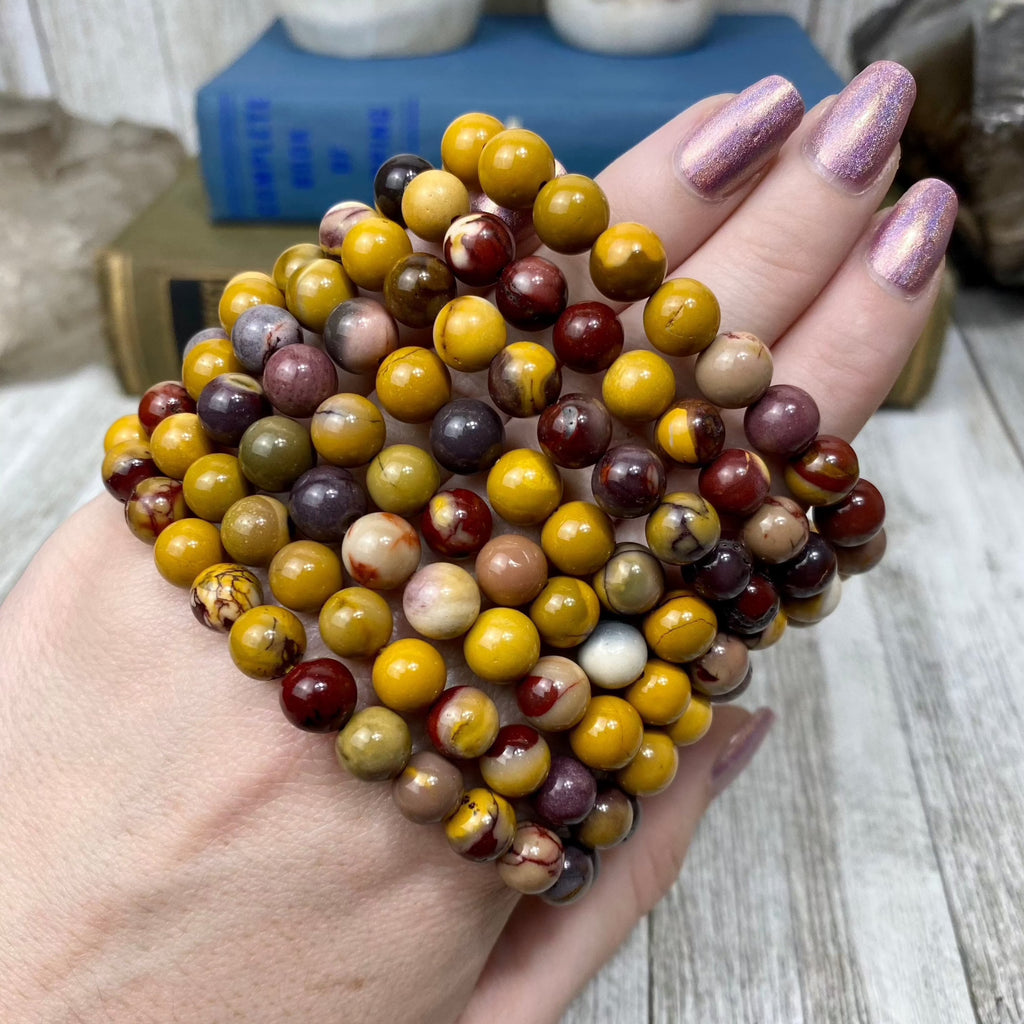 Mookaite Jasper 8mm Round Bead Crystal Bracelet Curious Muse Crystals