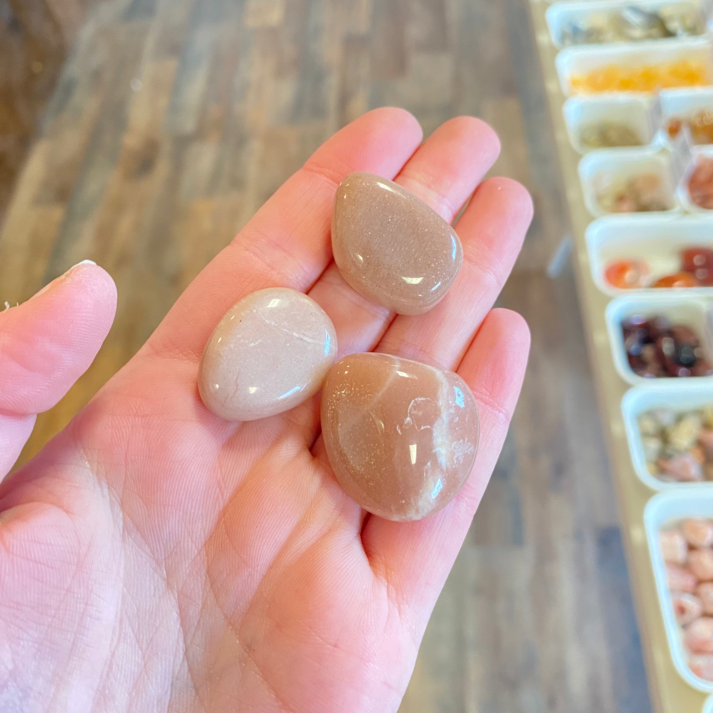 Peach Moonstone (Inspiration) Tumbled White Mountain Crystals