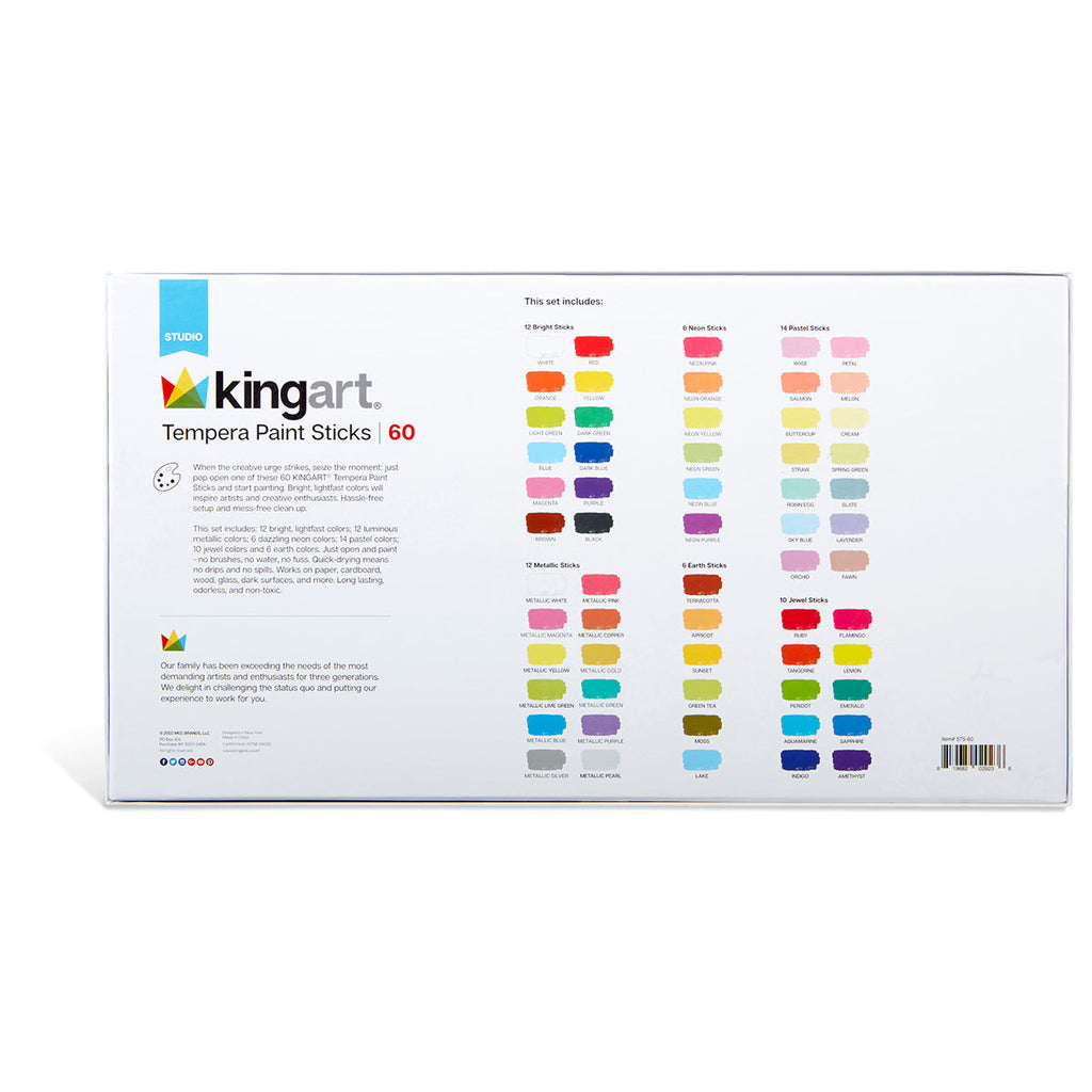 Tempera Paint Sticks, 60 Colors KINGART