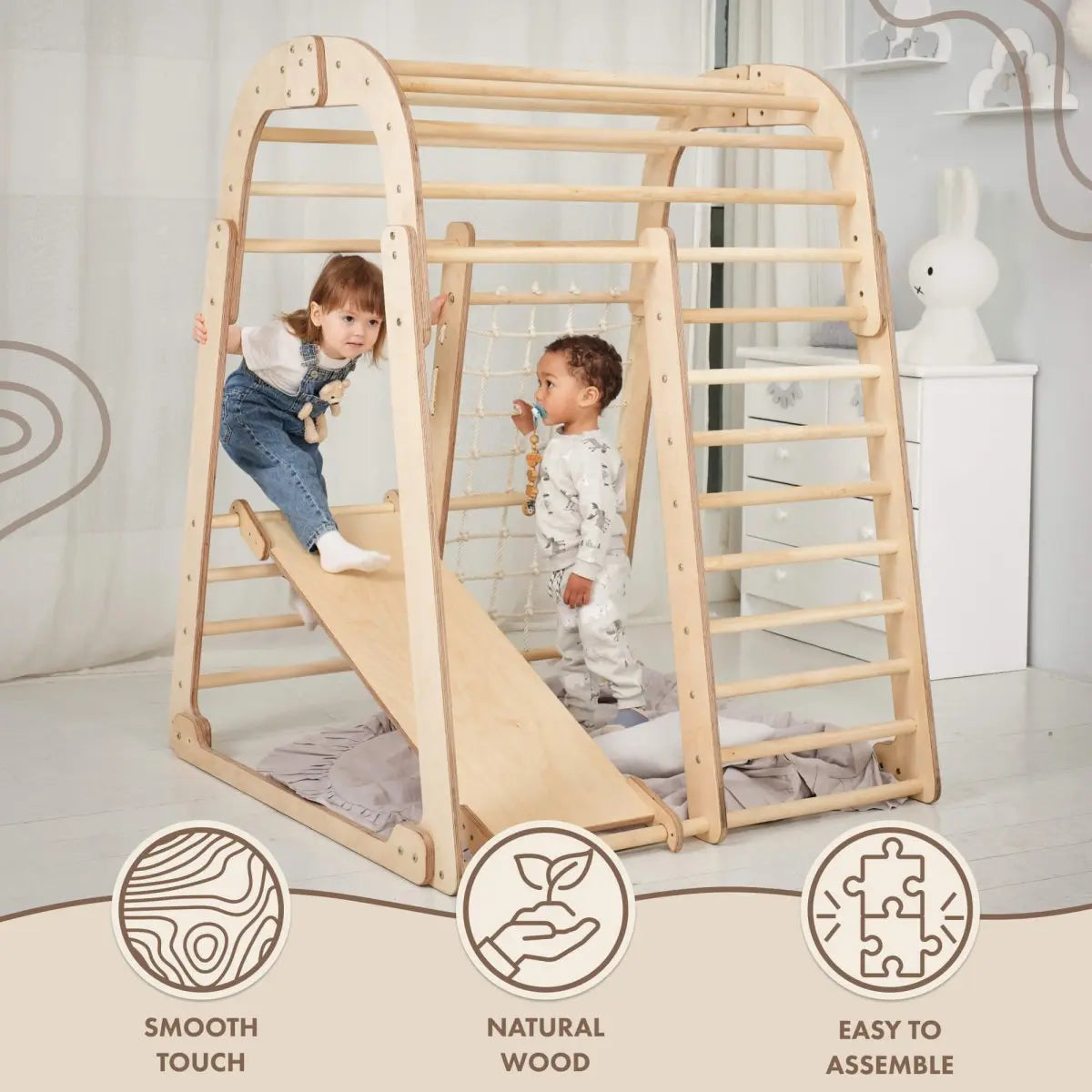Indoor Wooden Playground for Children - 6in1 Playground + Swings Set + Slide Board Goodevas B2B