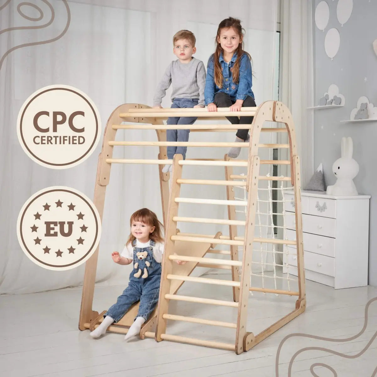 Indoor Wooden Playground for Children - 6in1 Playground + Swings Set + Slide Board Goodevas B2B