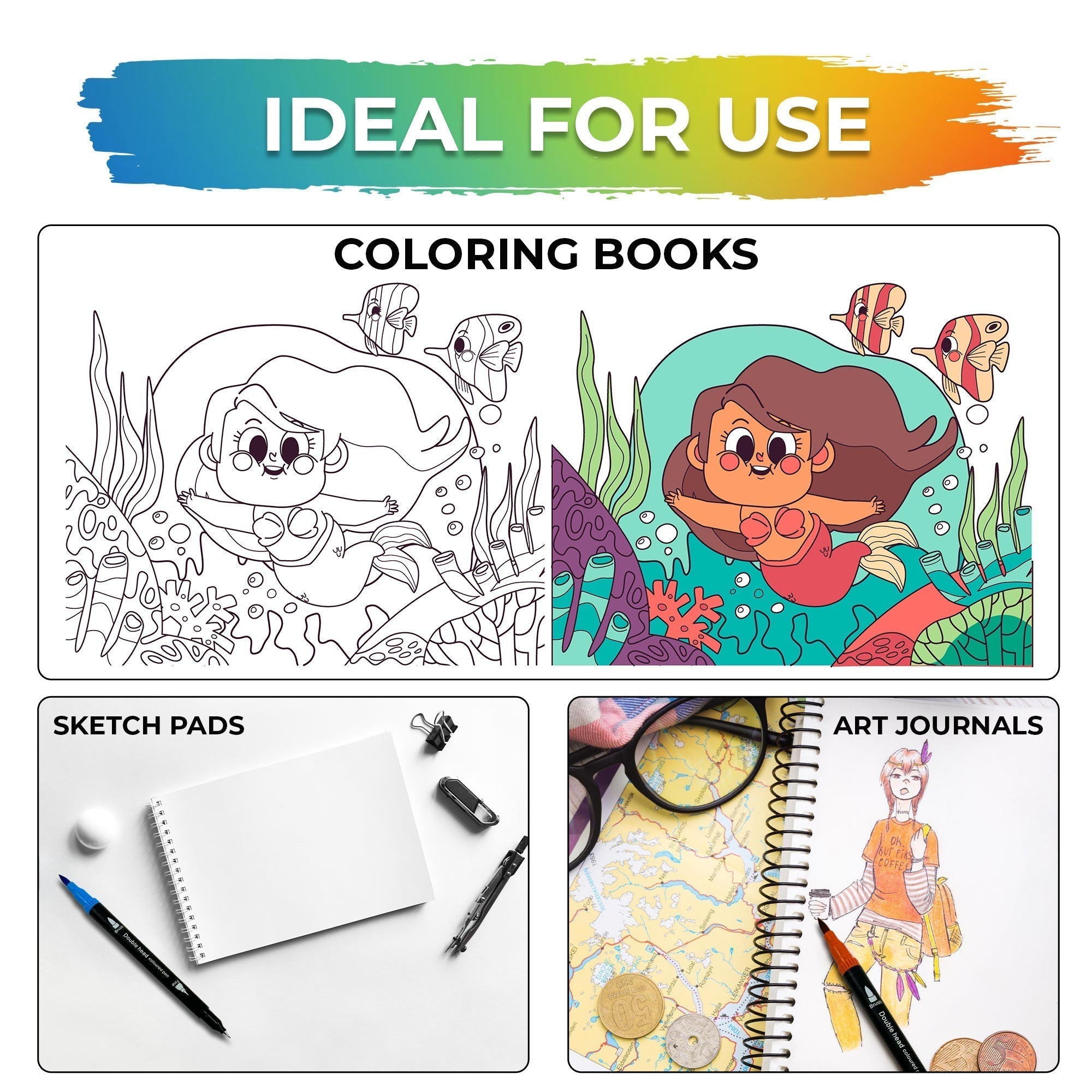 NextG Artz – Dual Tip Brush Art Marker Pens, 120 Unique Bright Colors NextG Ideaz