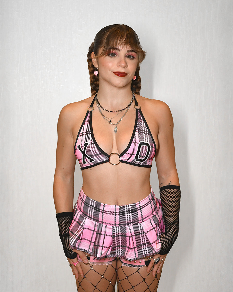 Pink Plaid Mini Skirt SUSPEX Rave Outfits