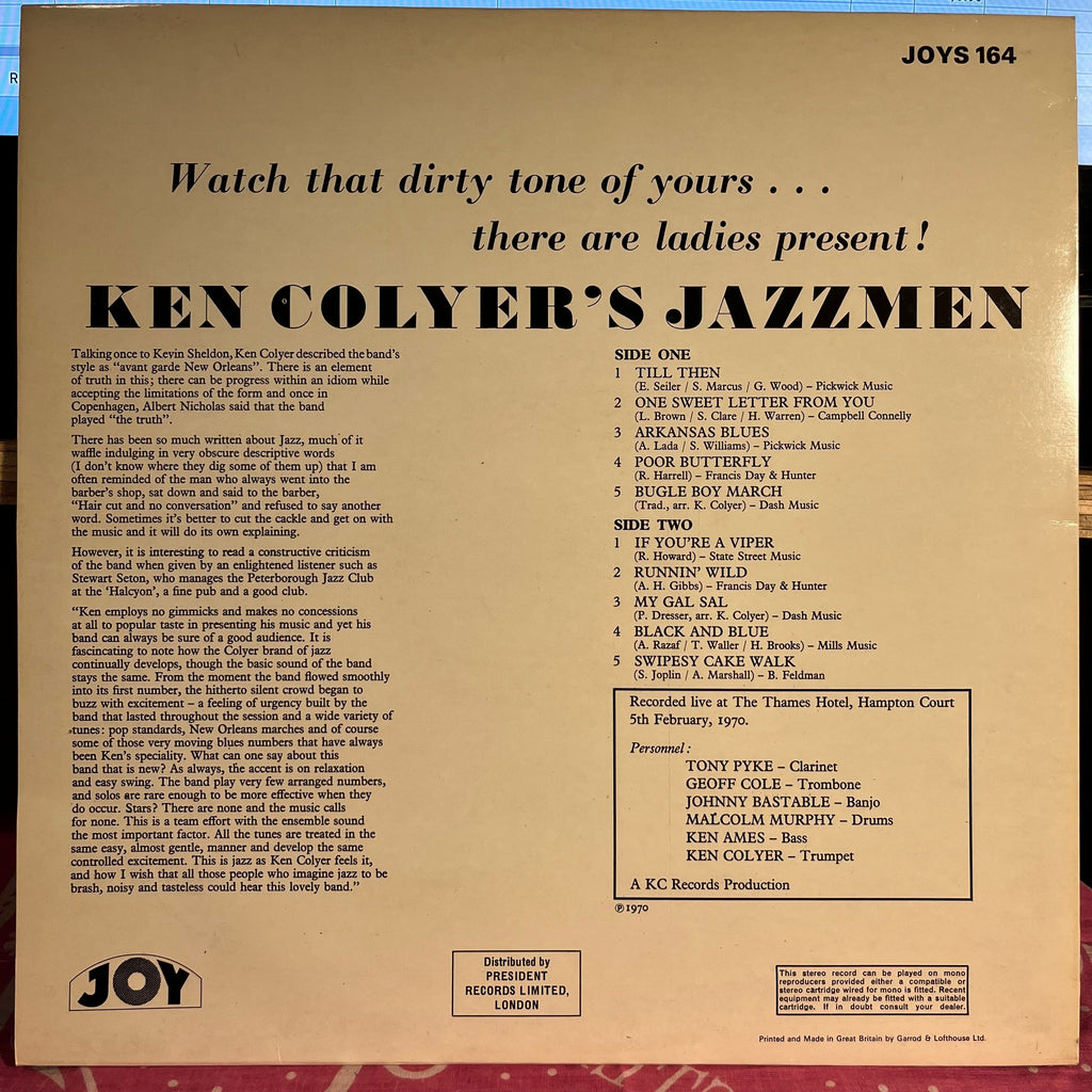 Ken Colyer's Jazzmen - Watch That Dirty Tone Of Yours...There Are Ladies Present! *UK* | Near Mint (NM) Near Mint (NM) Love Vinyl Records