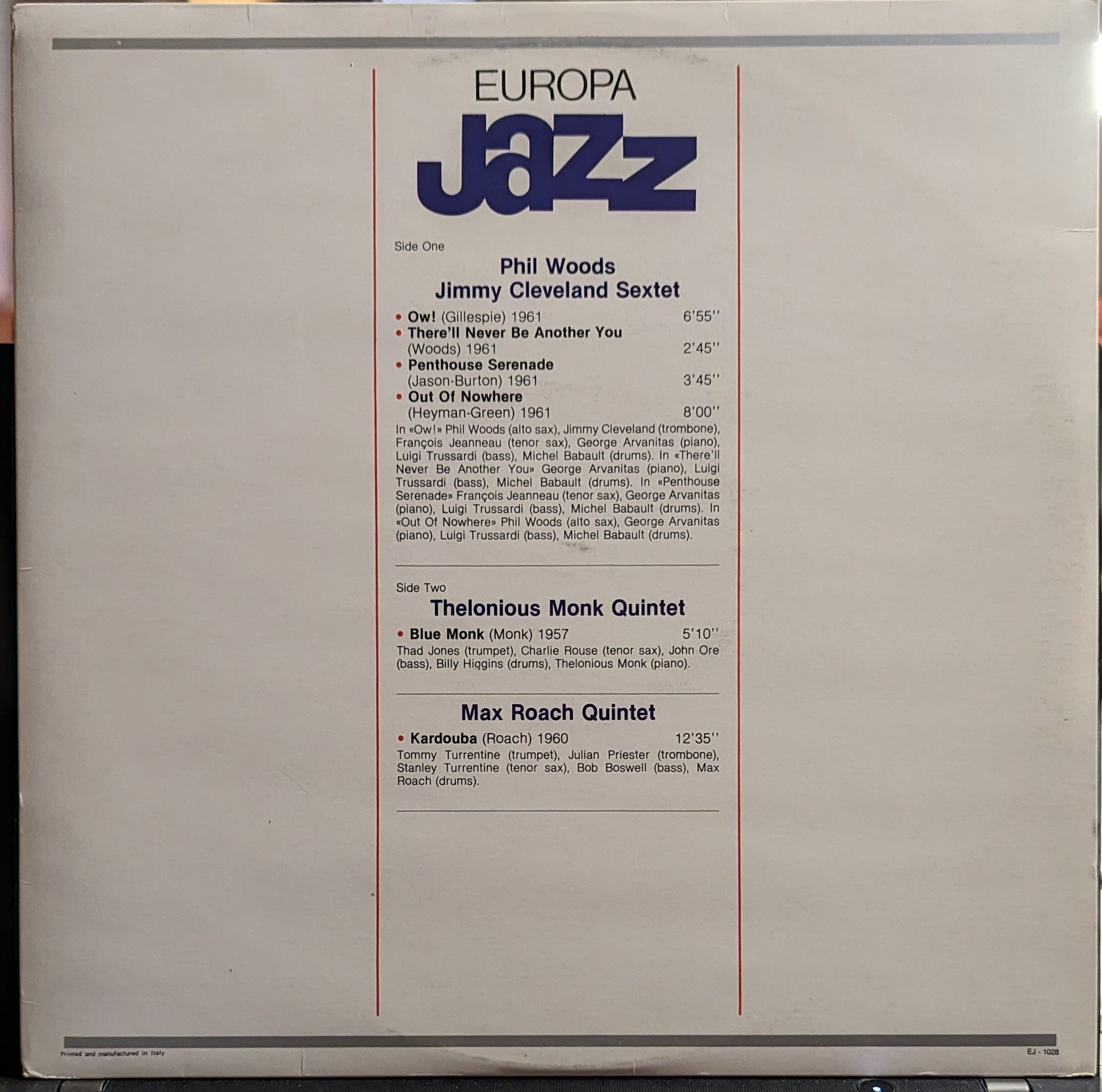Thelonious Monk - Europa Jazz *ITALY* | Near Mint (NM) Excellent (EX) Love Vinyl Records