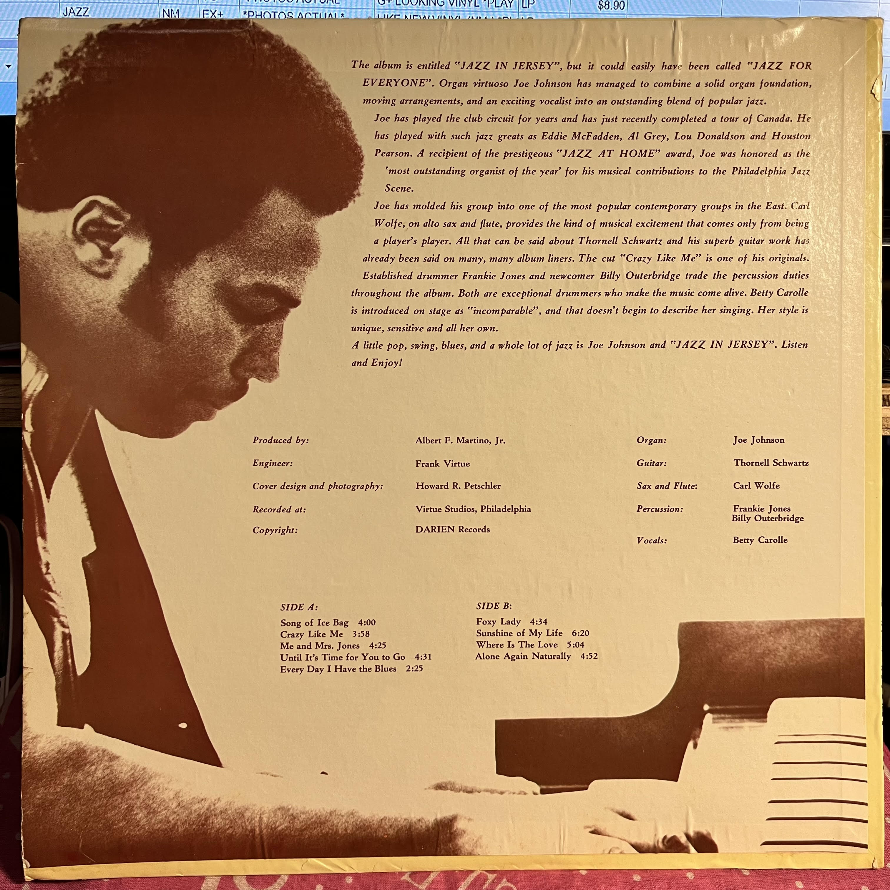 Joe Johnson (30) - Jazz In Jersey | Near Mint (NM) Excellent (EX) Love Vinyl Records
