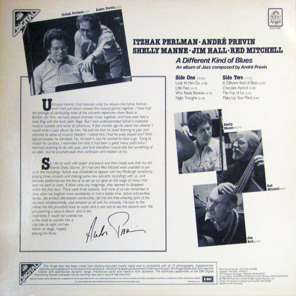 Itzhak Perlman - A Different Kind Of Blues (An Album Of Jazz Composed By André Previn) | Near Mint (NM) Near Mint (NM) Love Vinyl Records