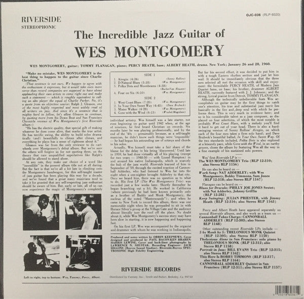 Wes Montgomery - The Incredible Jazz Guitar Of Wes Montgomery | Mint (M) Mint (M) Love Vinyl Records