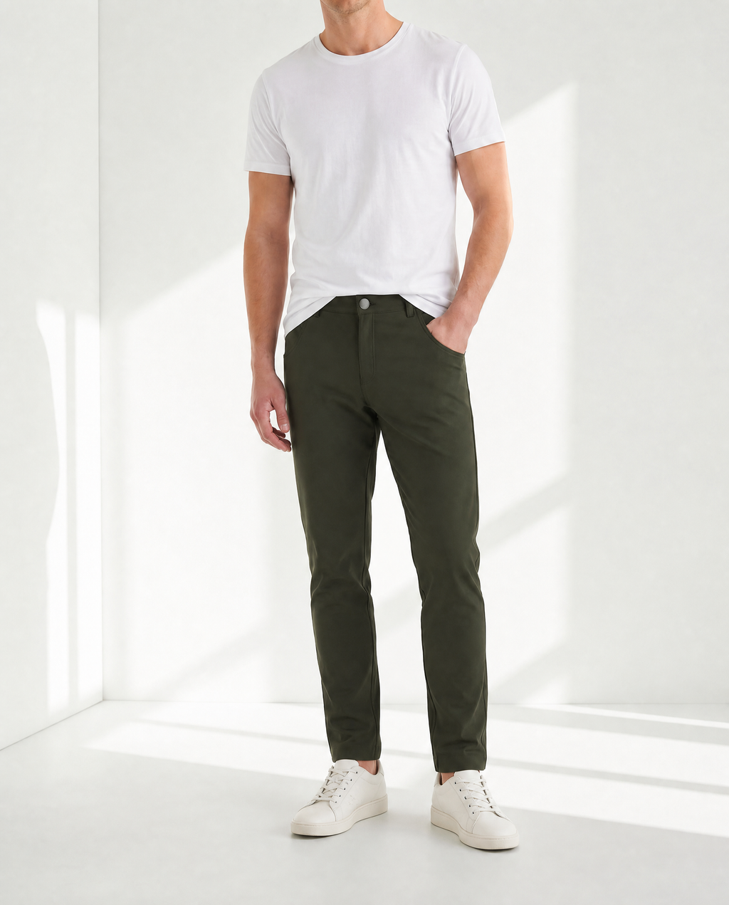 NEW & UPDATED Super - Stretch Men's Chinos //Casual// Olive - Performance Collection LEVINAS® Official