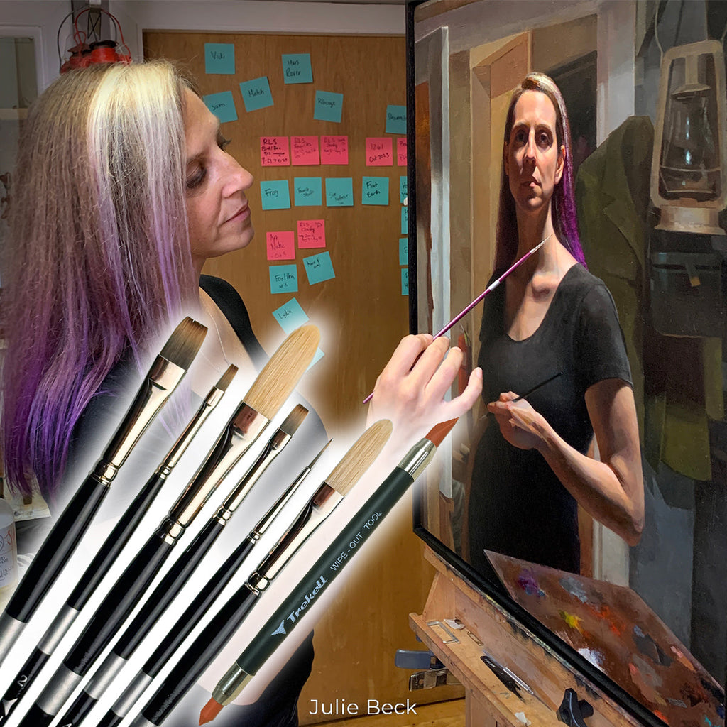 Julie Beck 6-Piece Trekell Brush Set | Synthetic & Natural Hair Brushes for Oil Painting Trekell Art Supplies