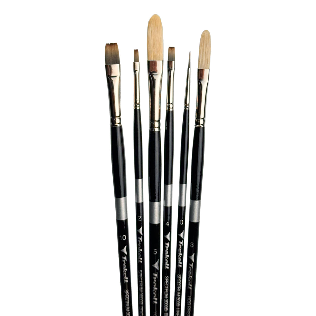 Julie Beck 6-Piece Trekell Brush Set | Synthetic & Natural Hair Brushes for Oil Painting Trekell Art Supplies