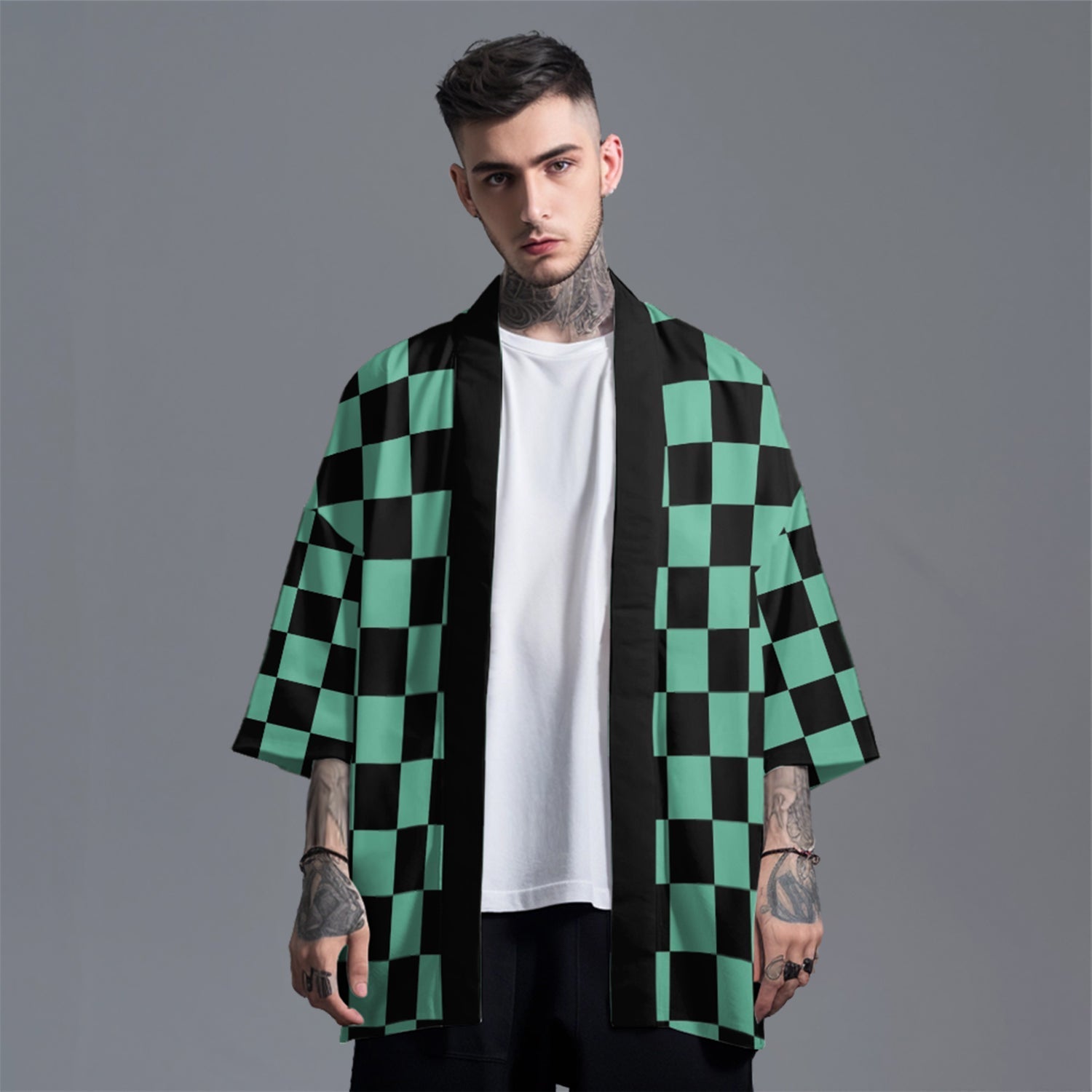 K33 Green Checker Kimono Niepce