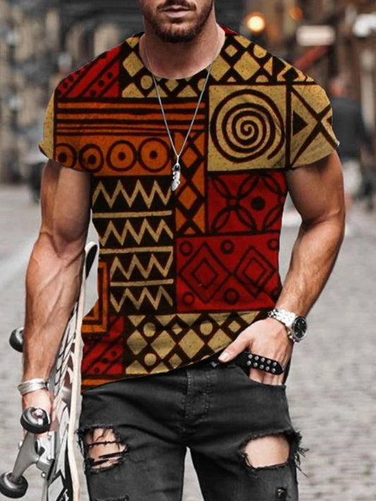 Plus Size Mens Fashion Tops Patchwork 3D Print T-shirt 2021 Summer Casual Pullovers Men Tees clothing Masculinas 3XL