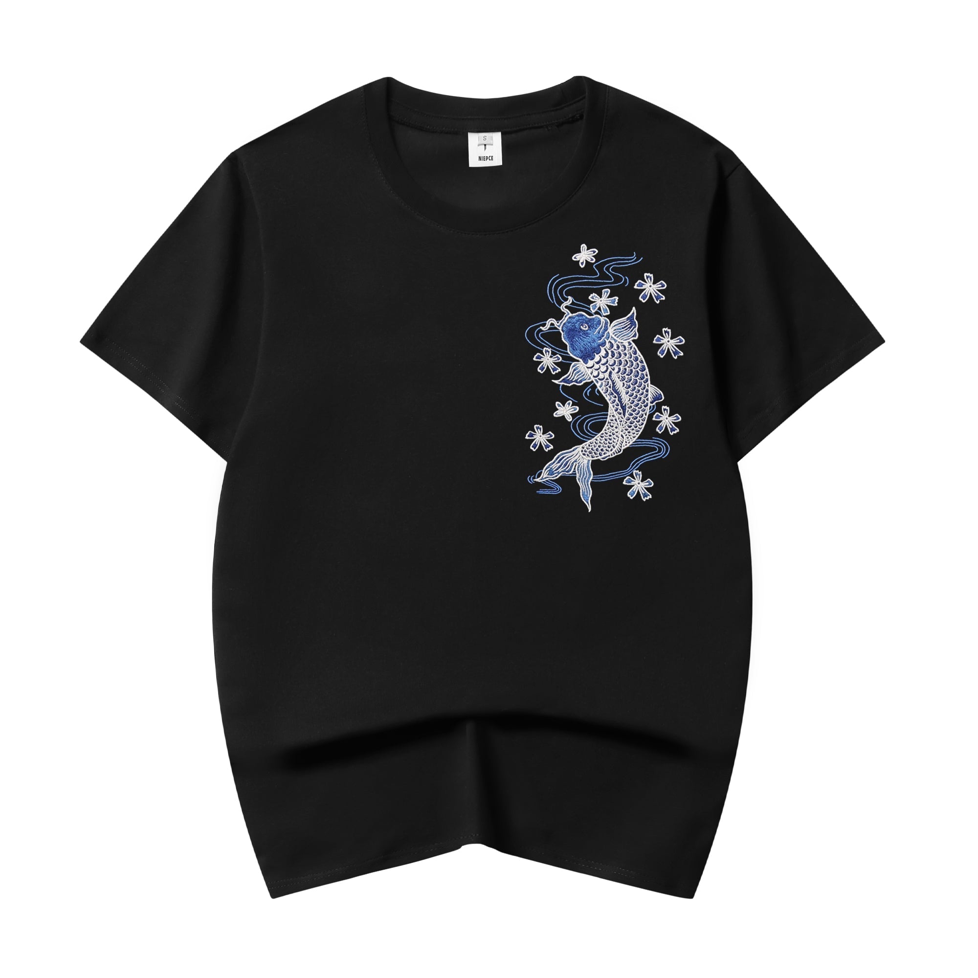 KH801 Blue Koi Embroidery Tee Niepce