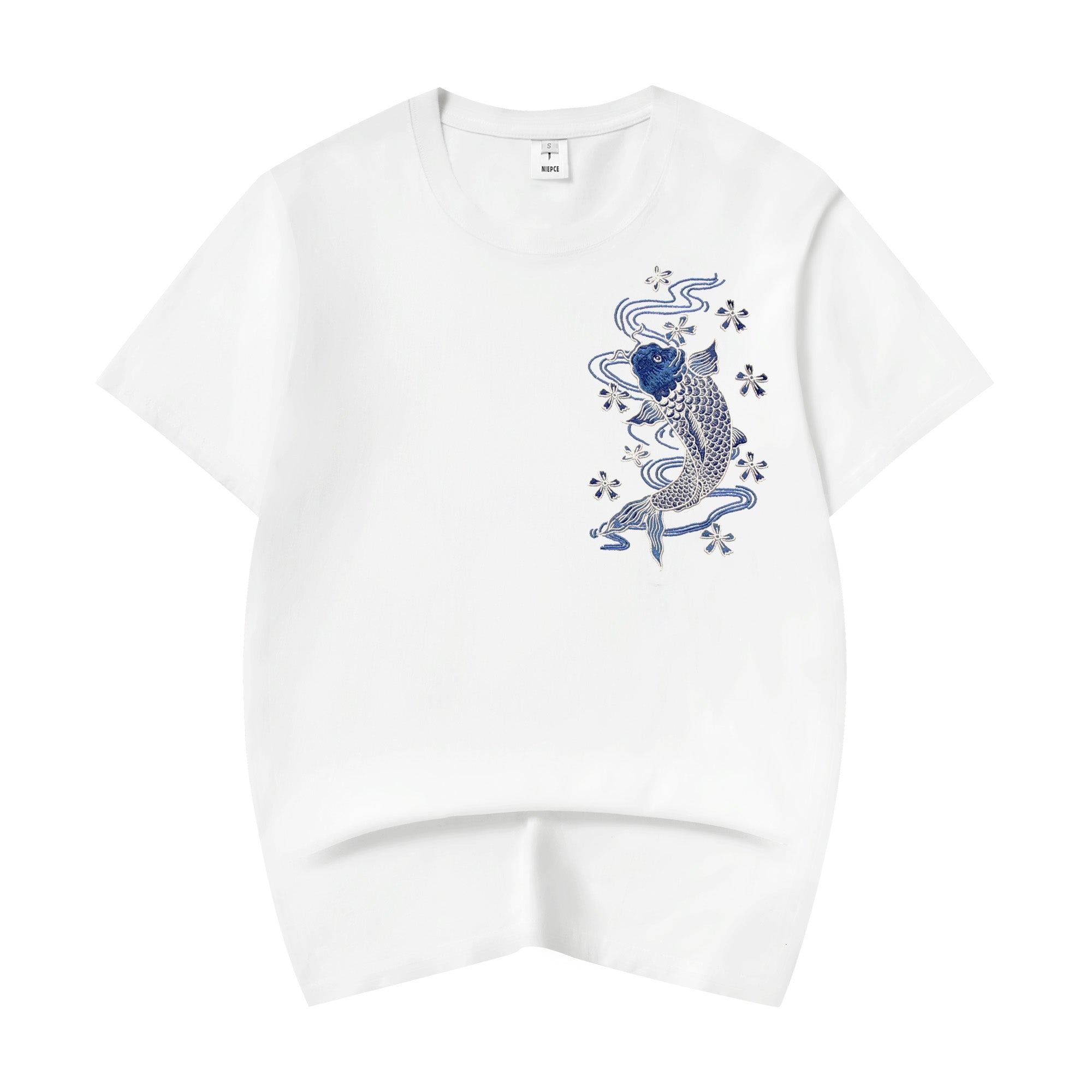 KH801 Blue Koi Embroidery Tee Niepce