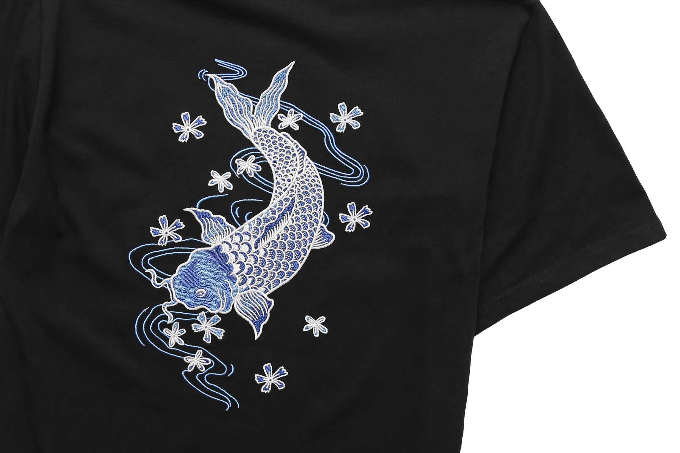 KH801 Blue Koi Embroidery Tee Niepce