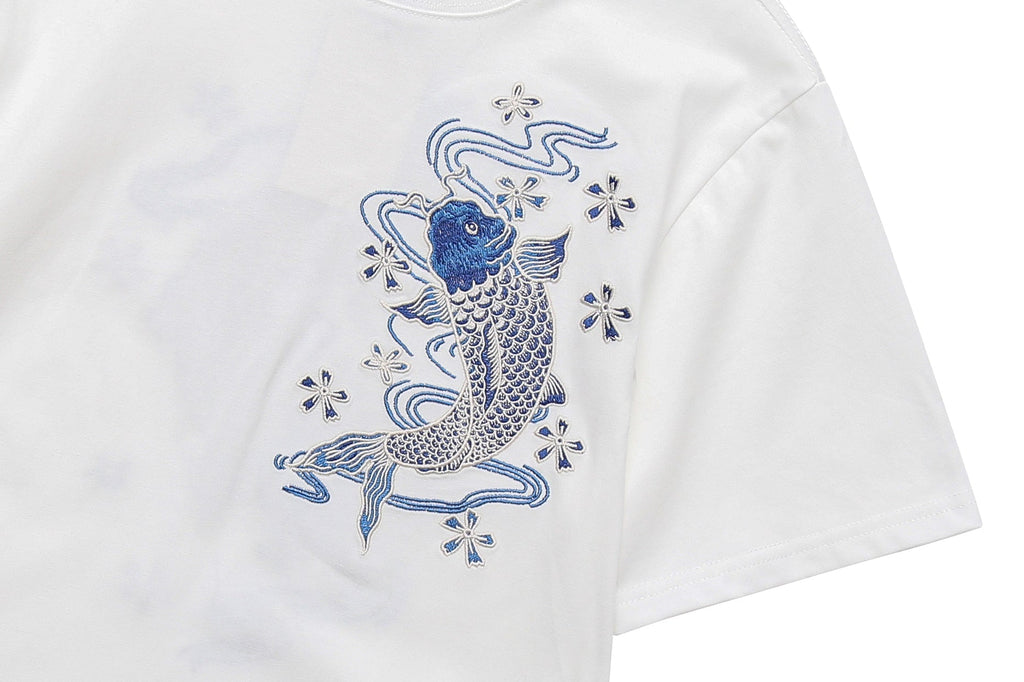 KH801 Blue Koi Embroidery Tee Niepce