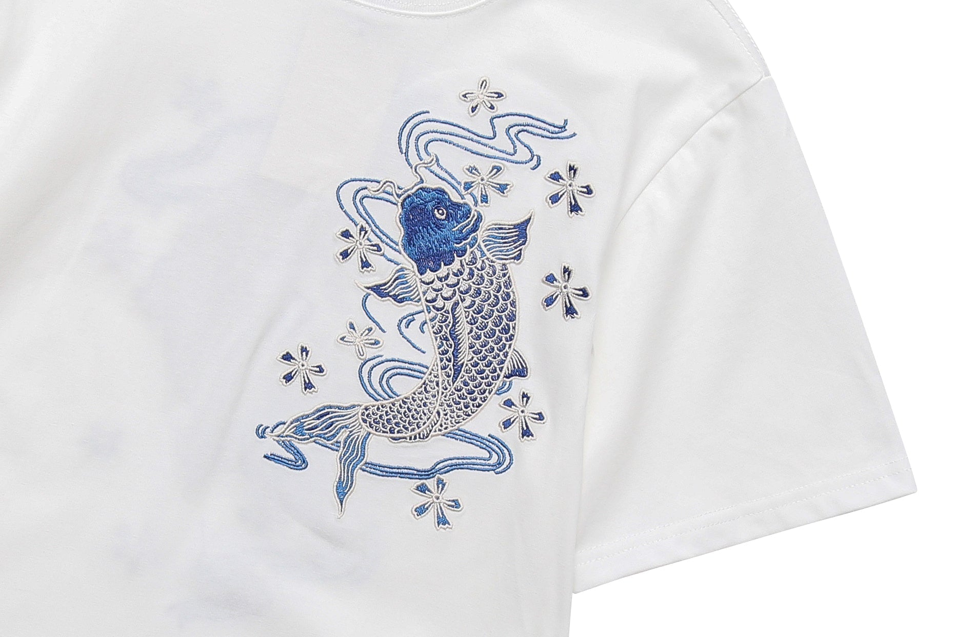KH801 Blue Koi Embroidery Tee Niepce