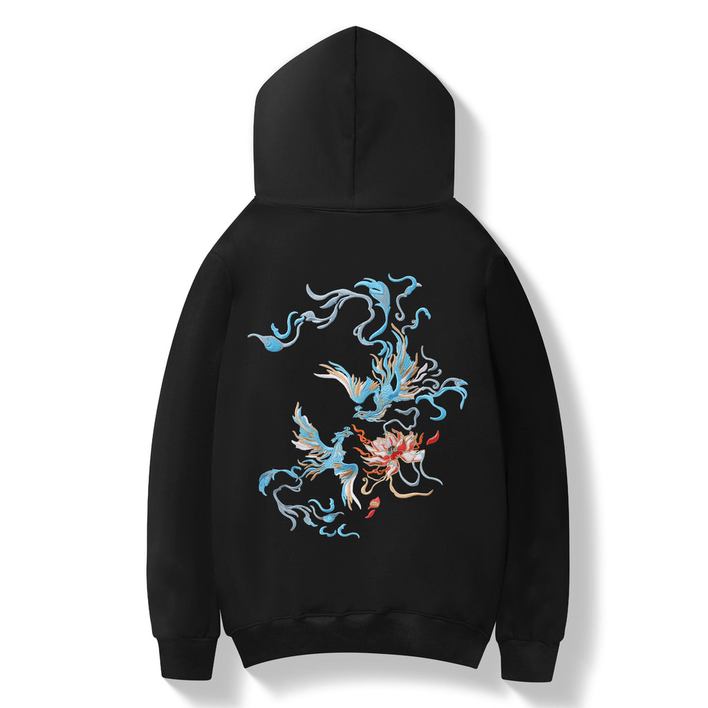 KH9010 Blue Phoenix Embroidery Hoodie Niepce