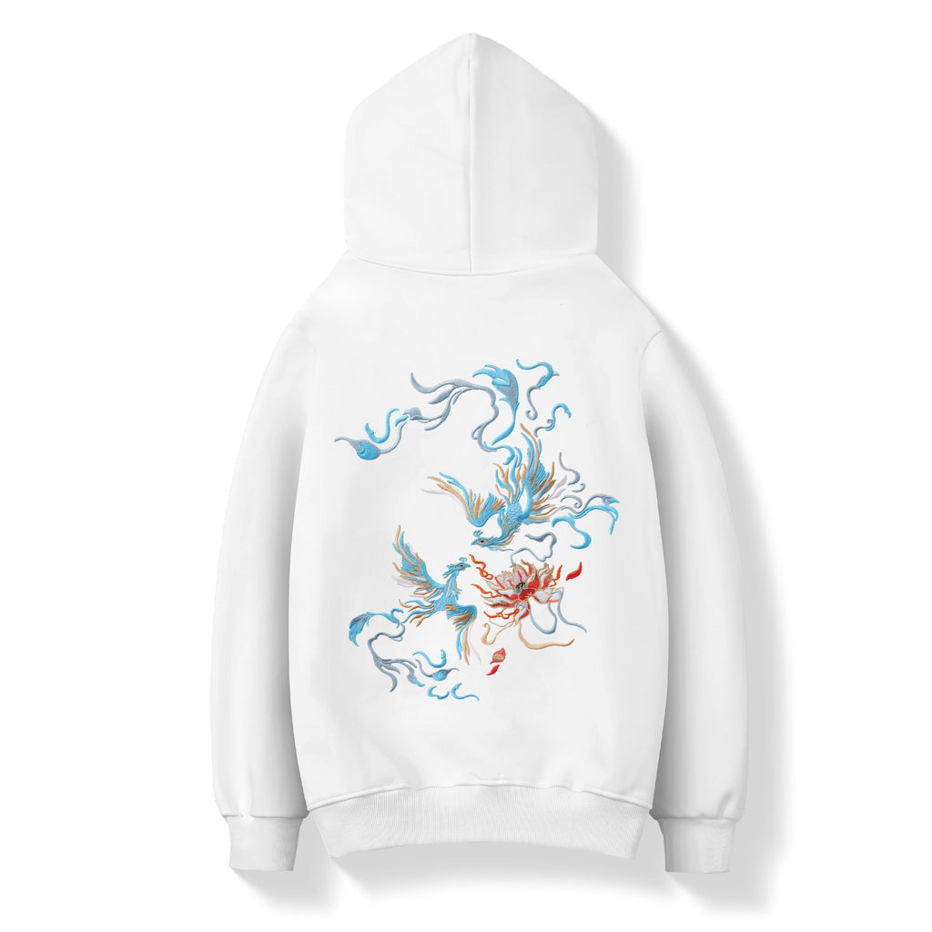 KH9010 Blue Phoenix Embroidery Hoodie Niepce