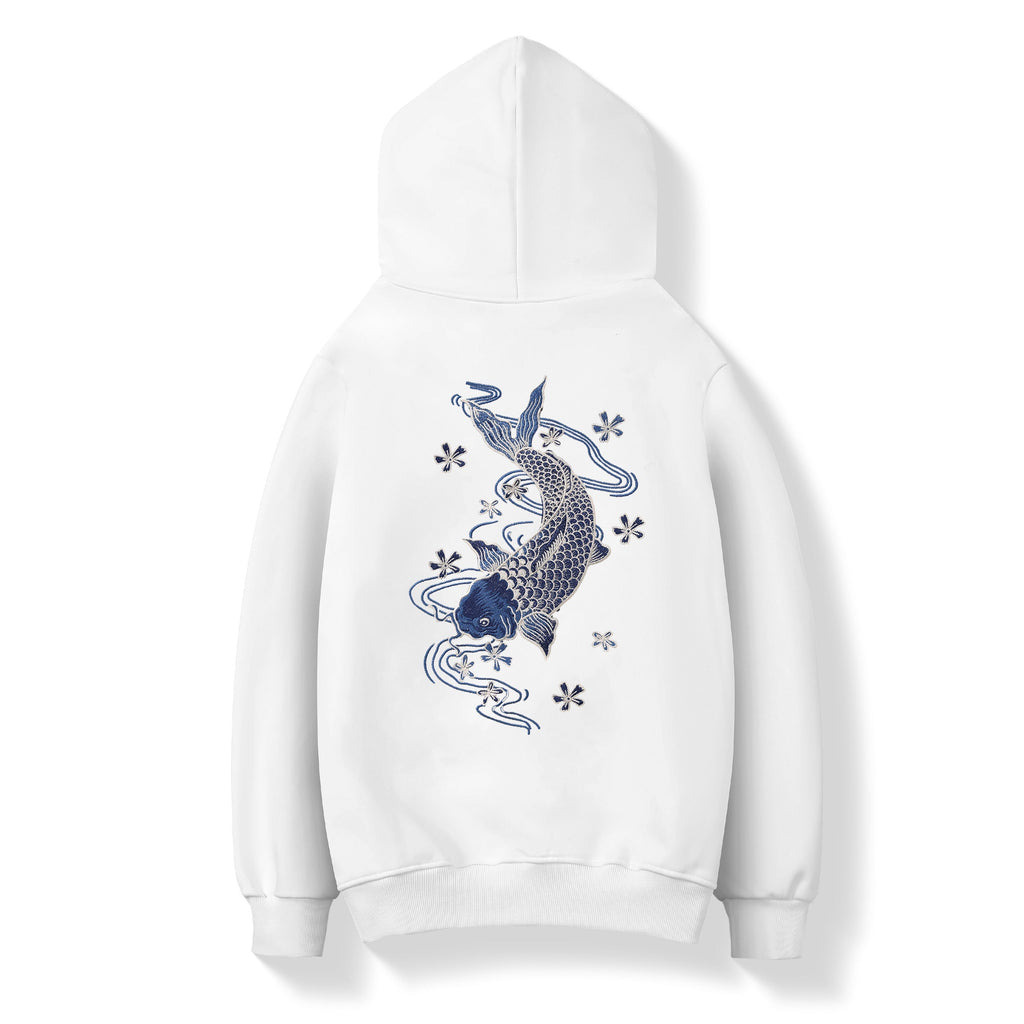 KH9015 Blue Koi Embroidery Hoodie Niepce