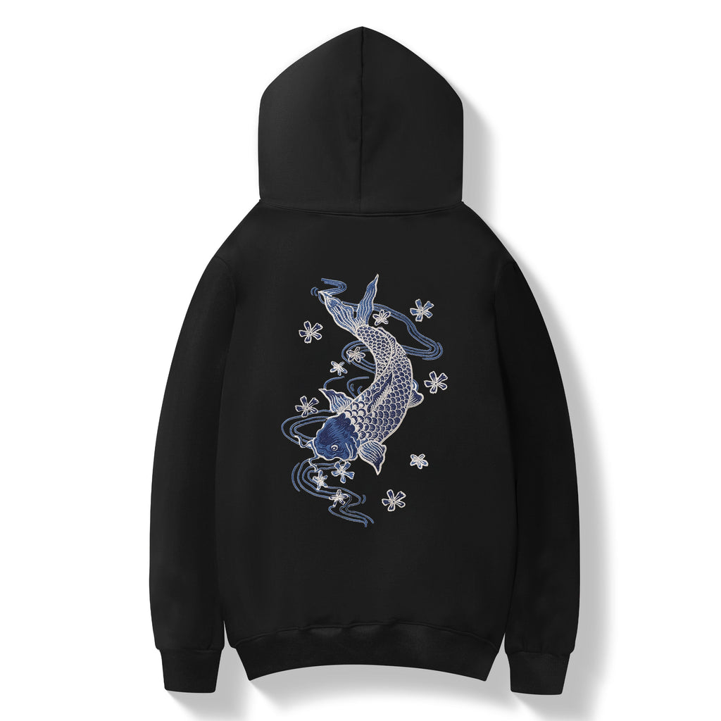 KH9015 Blue Koi Embroidery Hoodie Niepce