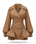 Confident Double Breasted Mini Dress Boho Brown