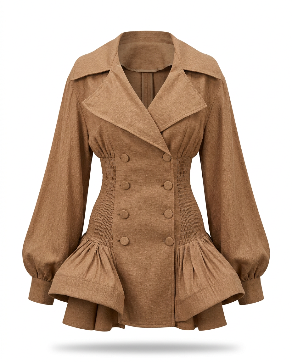 Confident Double Breasted Mini Dress Boho Brown