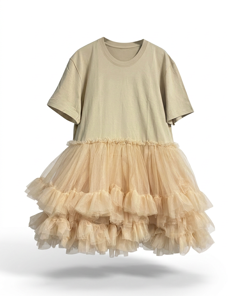 Radiant Mesh Ruffle Mini Dress Boho Brown