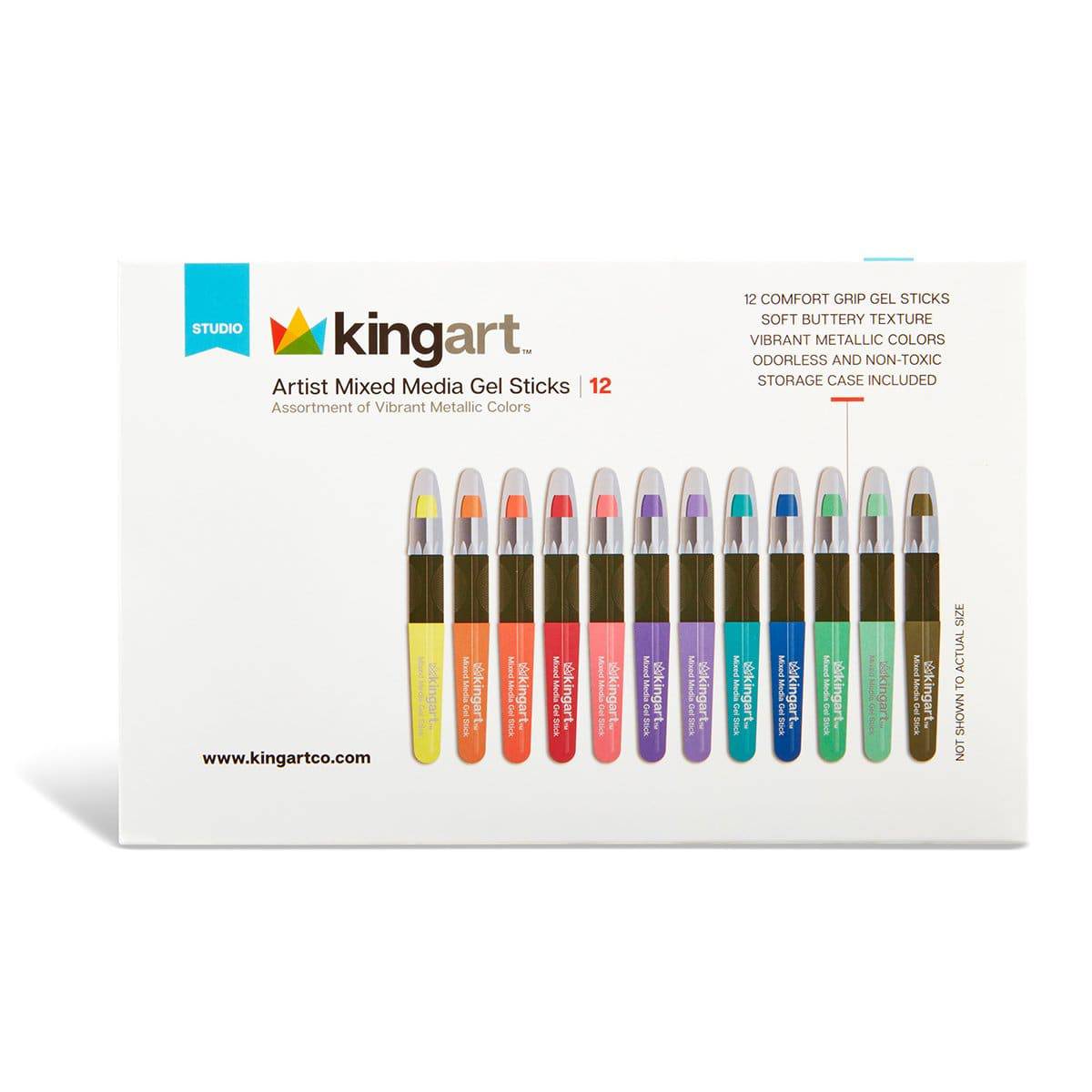 Gel Stick Crayons 12 Metallic Colors KINGART