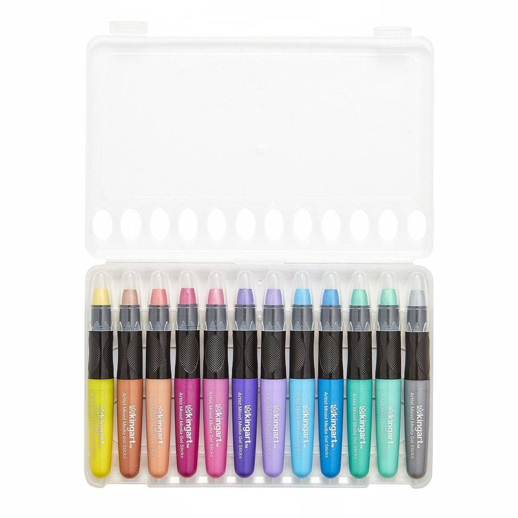 Gel Stick Crayons 12 Metallic Colors KINGART