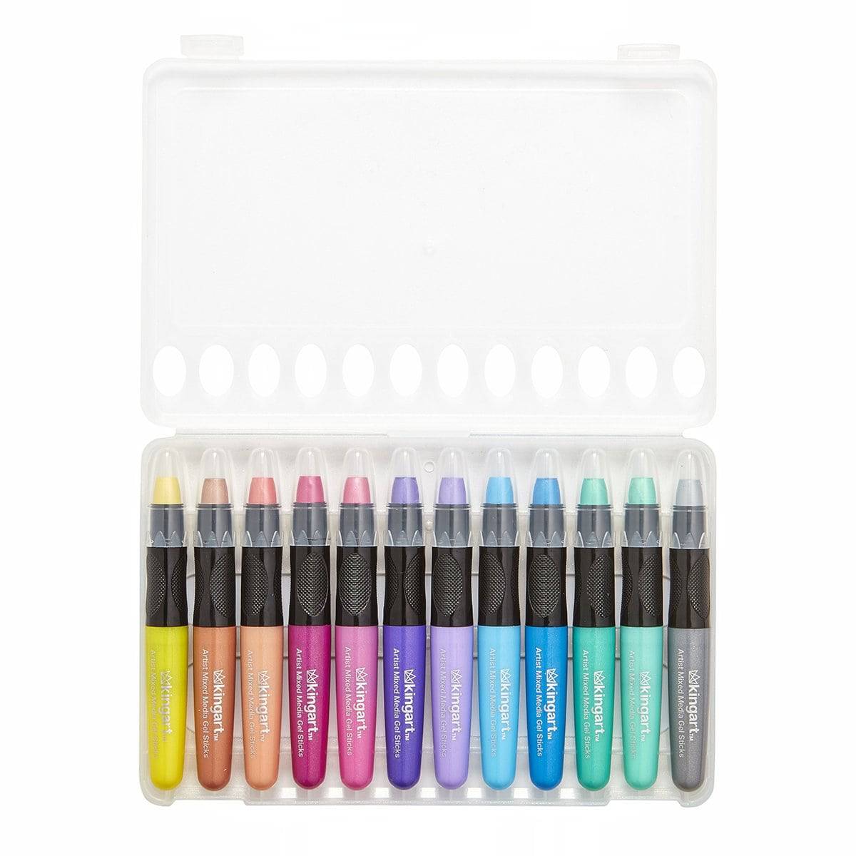 Gel Stick Crayons 12 Metallic Colors KINGART