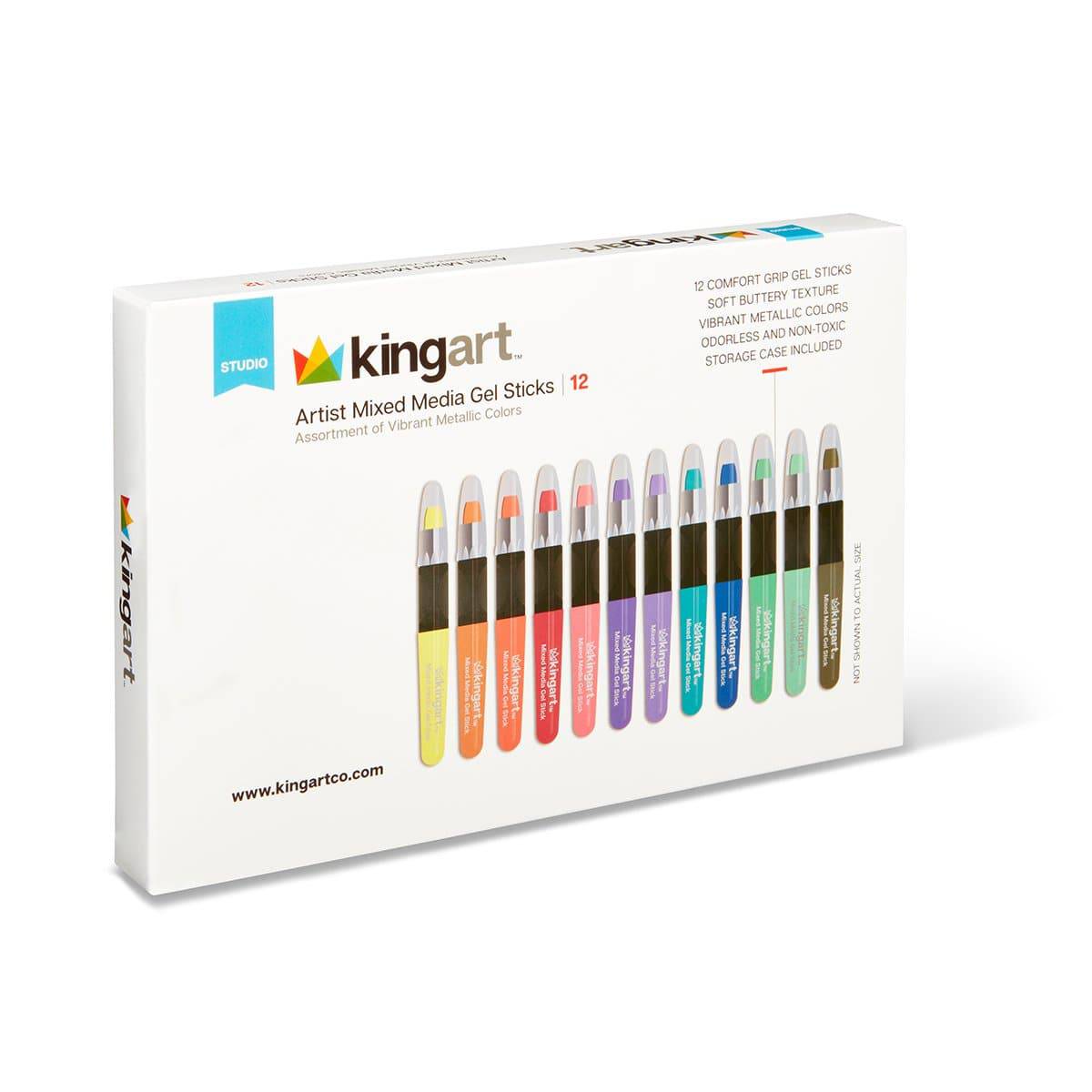 Gel Stick Crayons 12 Metallic Colors KINGART