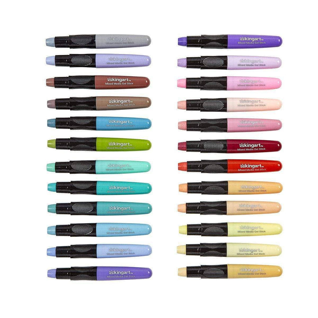 Mixed Media Gel Stick Crayons - 24 Pastel Colors KINGART