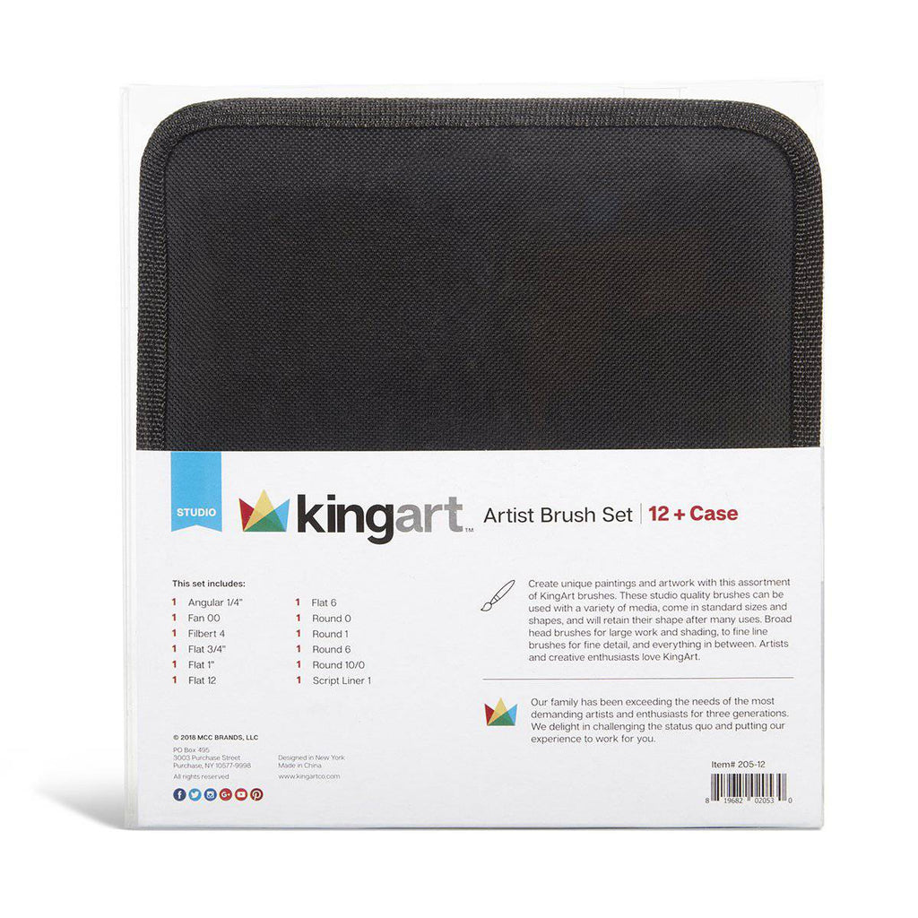 Studio Brush Set - Gold Nylon - Storage Case - 12 Piece KINGART