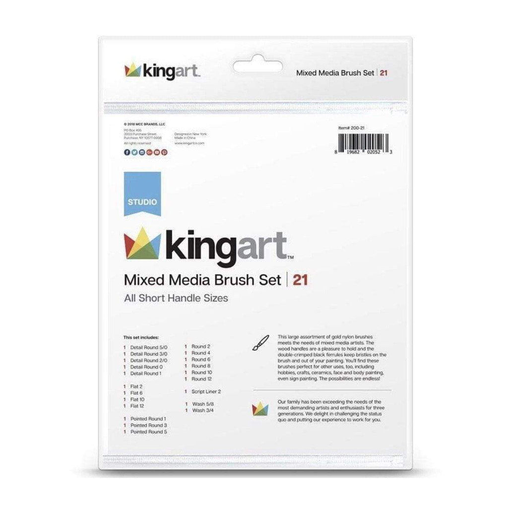 Studio Golden Nylon Mixed Media Brush Set - 21 Pieces KINGART