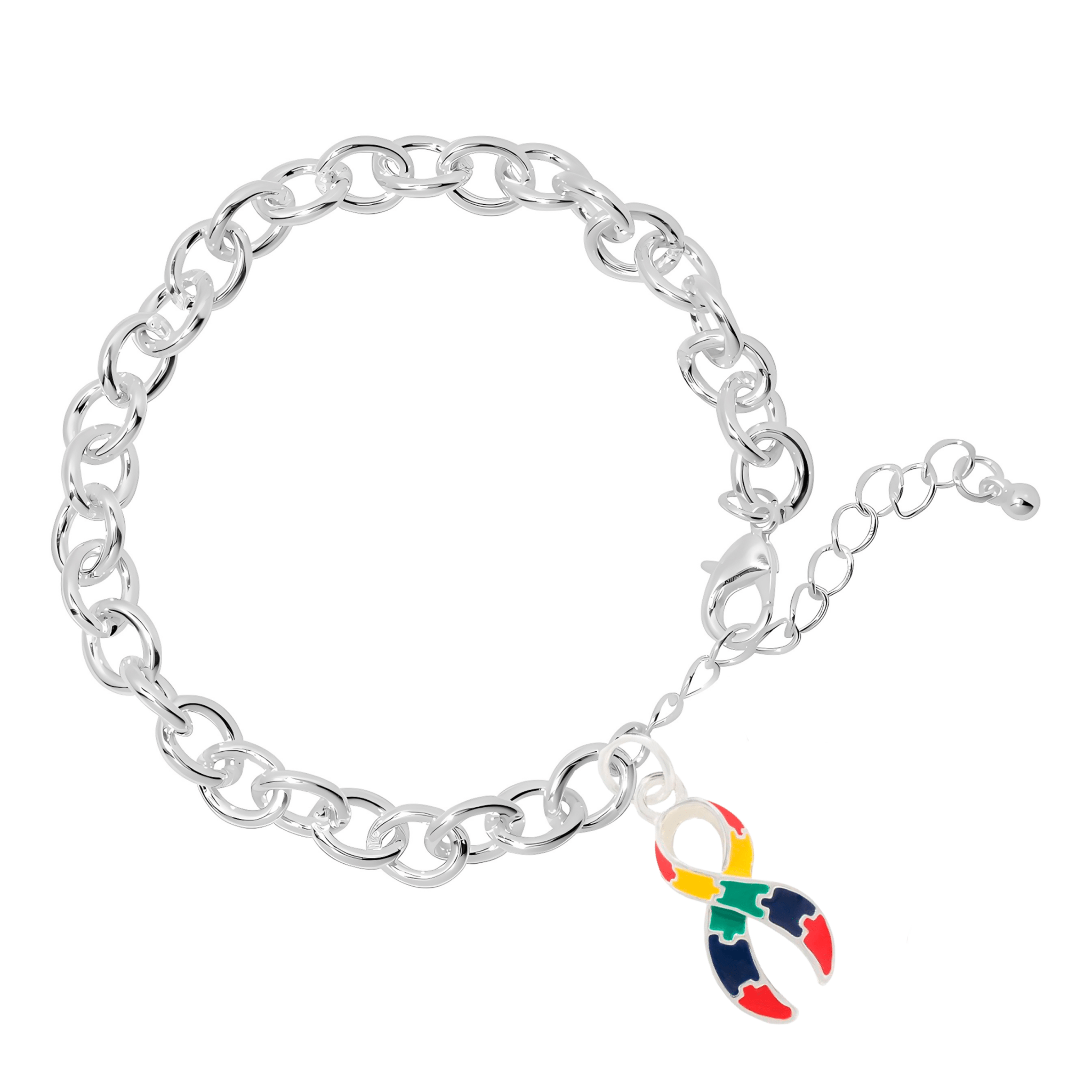 Large Autism Awareness Ribbon Chunky Charm Bracelets The Awareness Company