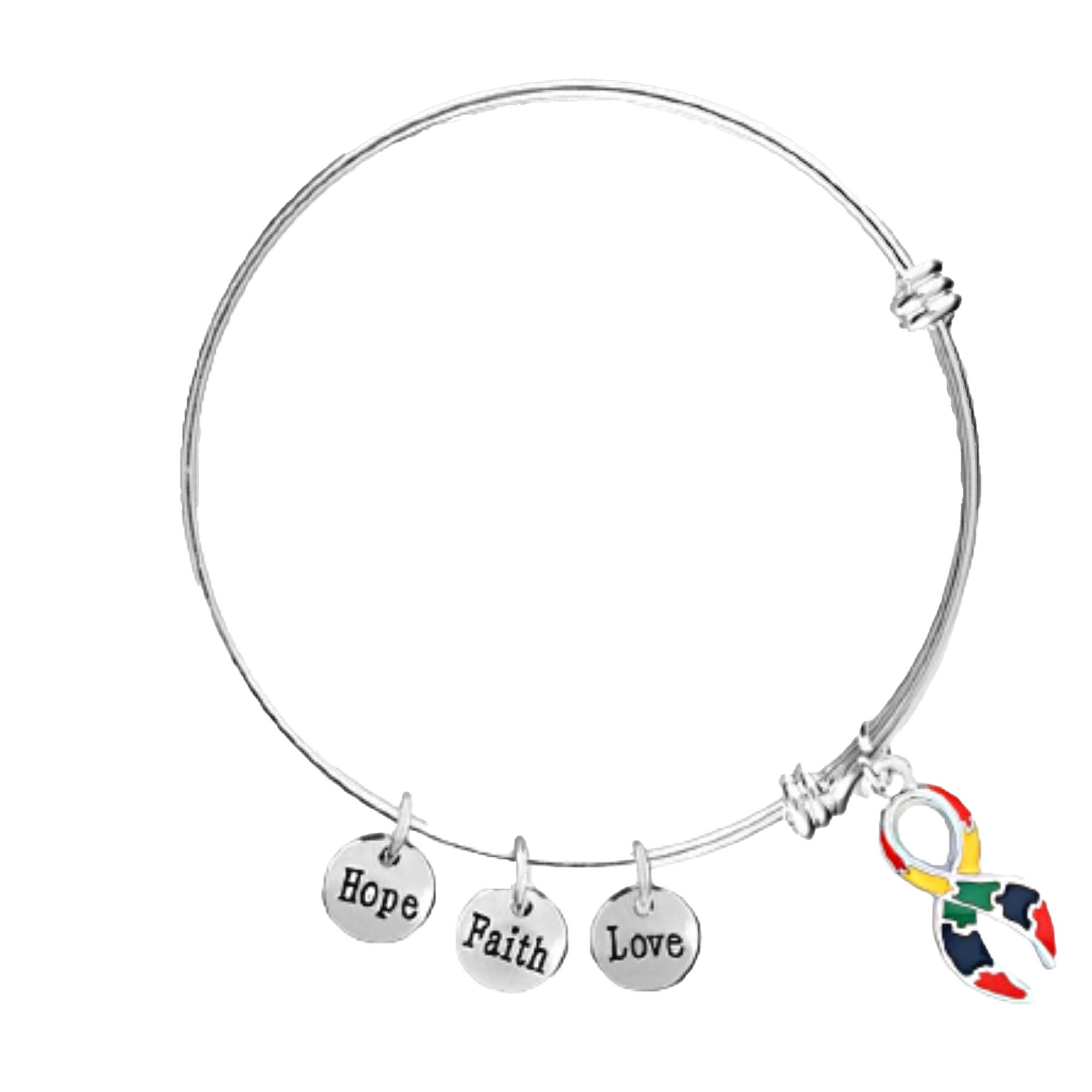 Large Autism Awareness Ribbon Retractable Charm Bracelets The Awareness Company