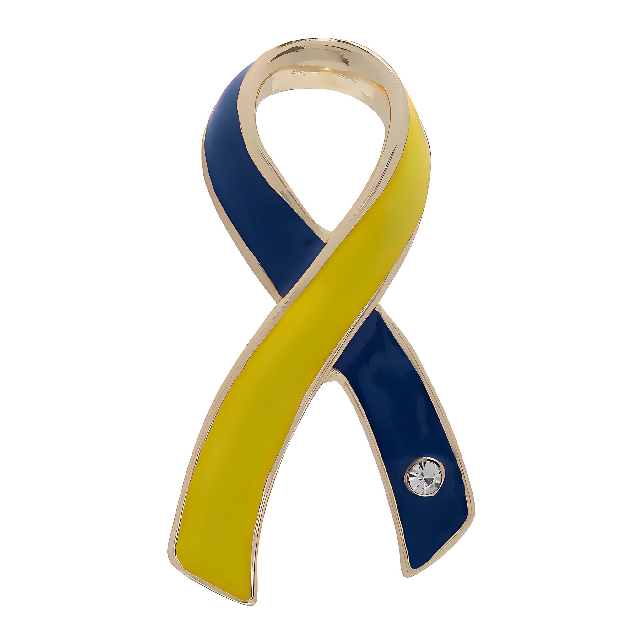 Large Blue & Yellow Ribbon Pins The Awareness Company