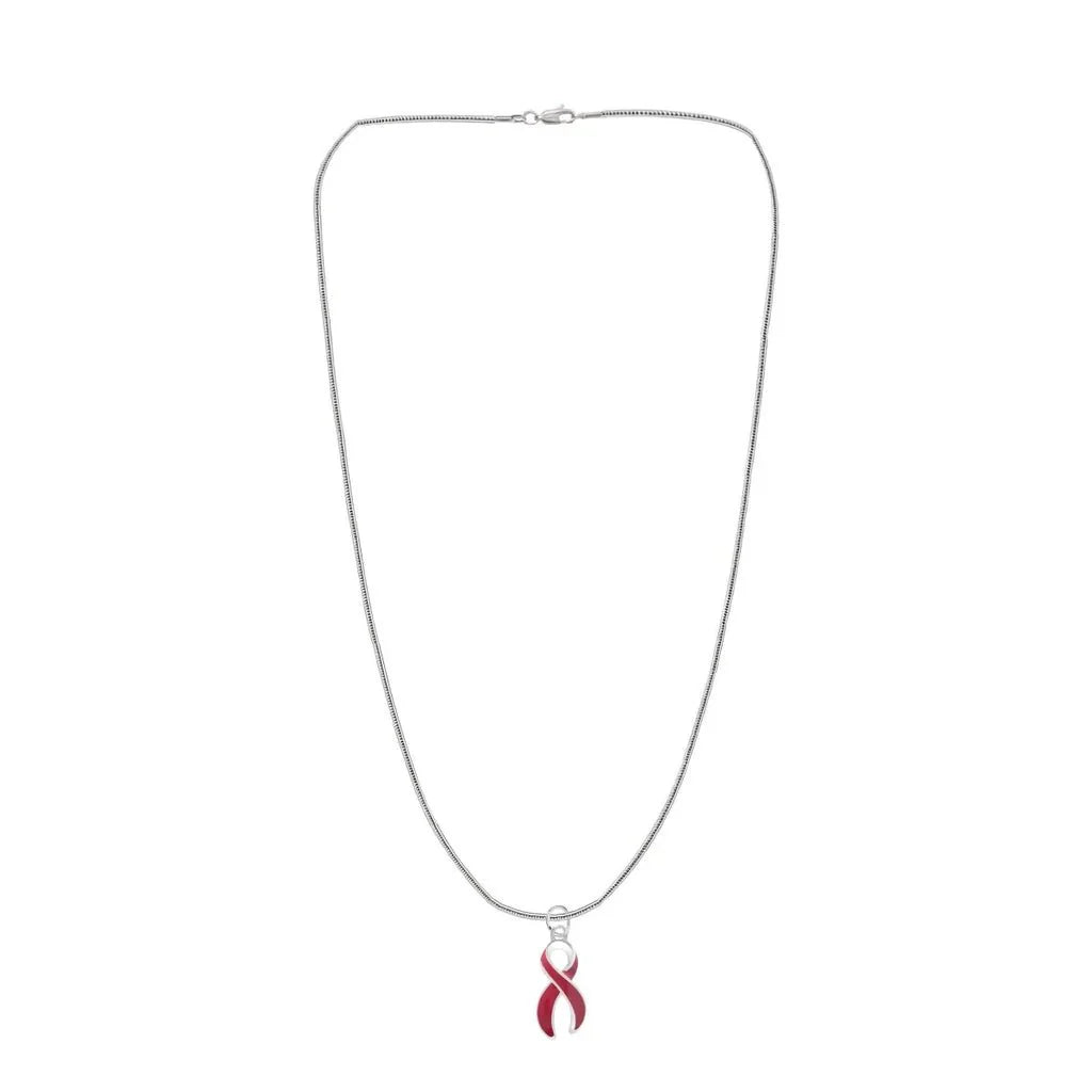 Large Burgundy Ribbon Awareness Necklace The Awareness Company