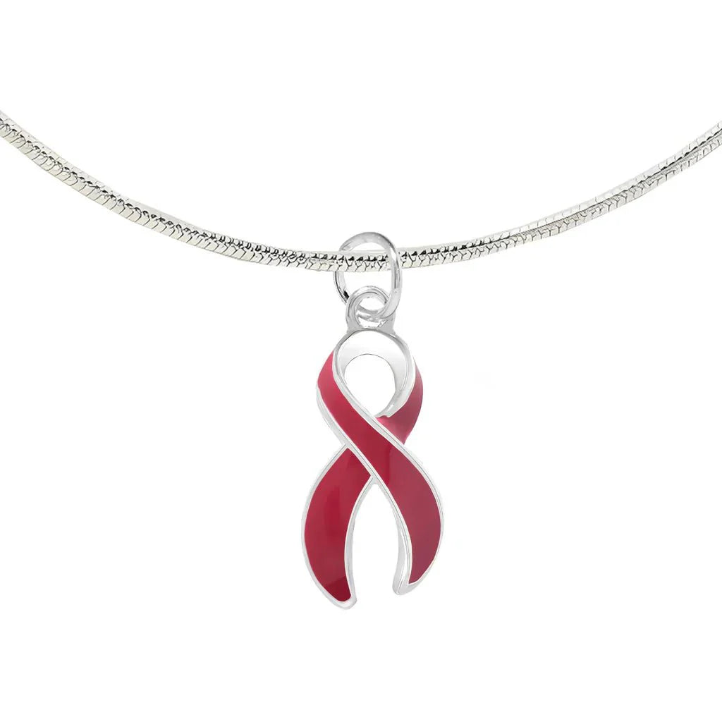 Large Burgundy Ribbon Awareness Necklace The Awareness Company