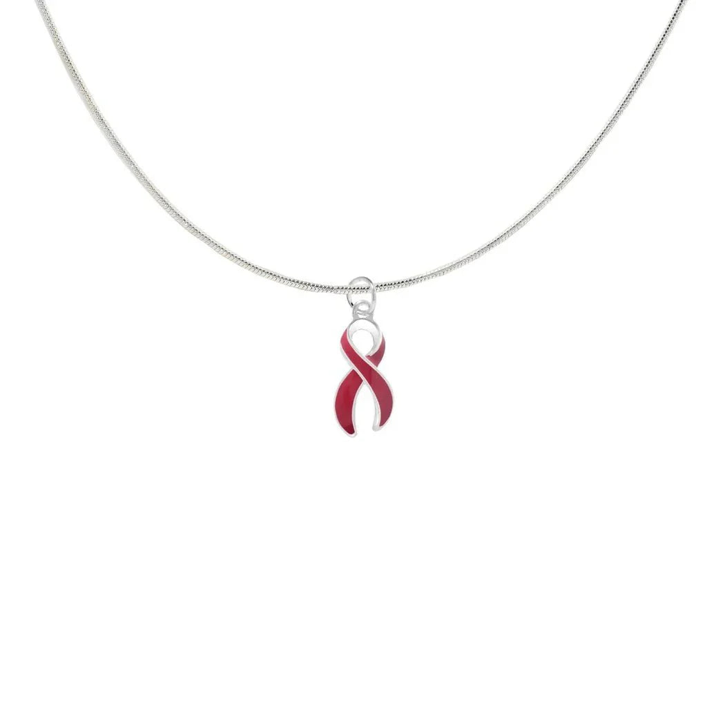 Large Burgundy Ribbon Awareness Necklace The Awareness Company