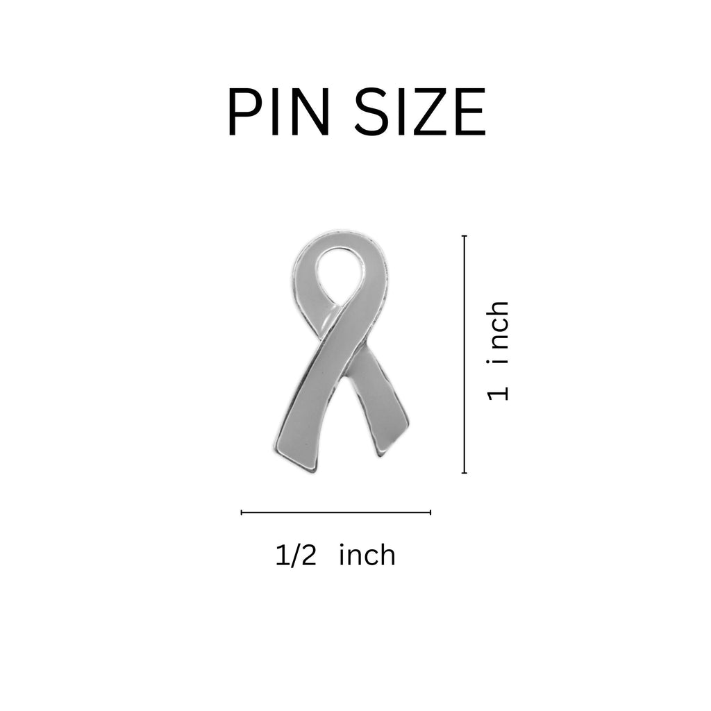 10 Pack Large Flat Gray Ribbon Pins The Awareness Company