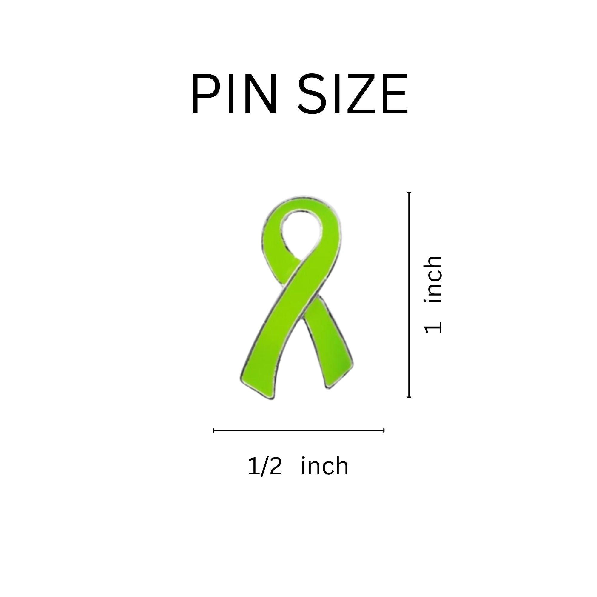 10 Pack of Lime Green Ribbon Pins The Awareness Company