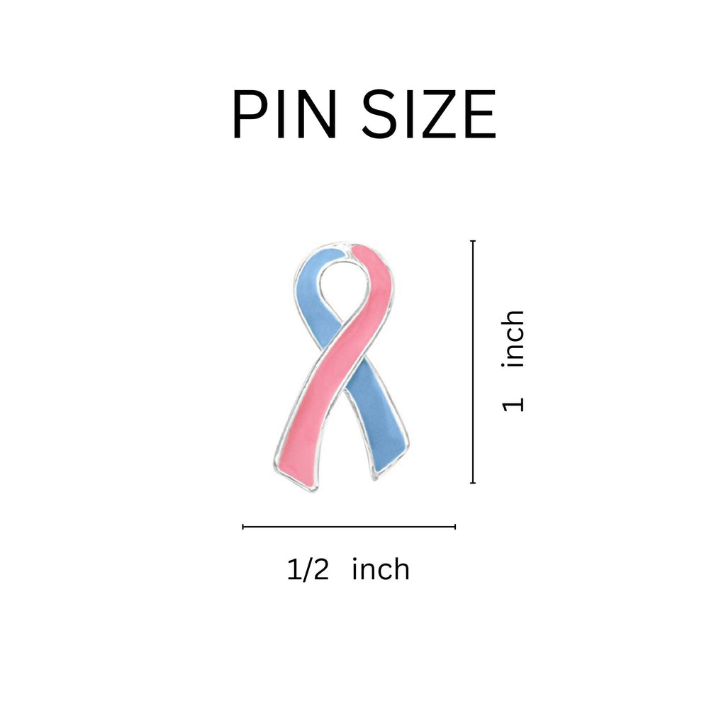 10 Pack Large Pink & Blue Ribbon Pins for Infant Death, SIDS, Miscarriage, Male Breast Cancer The Awareness Company