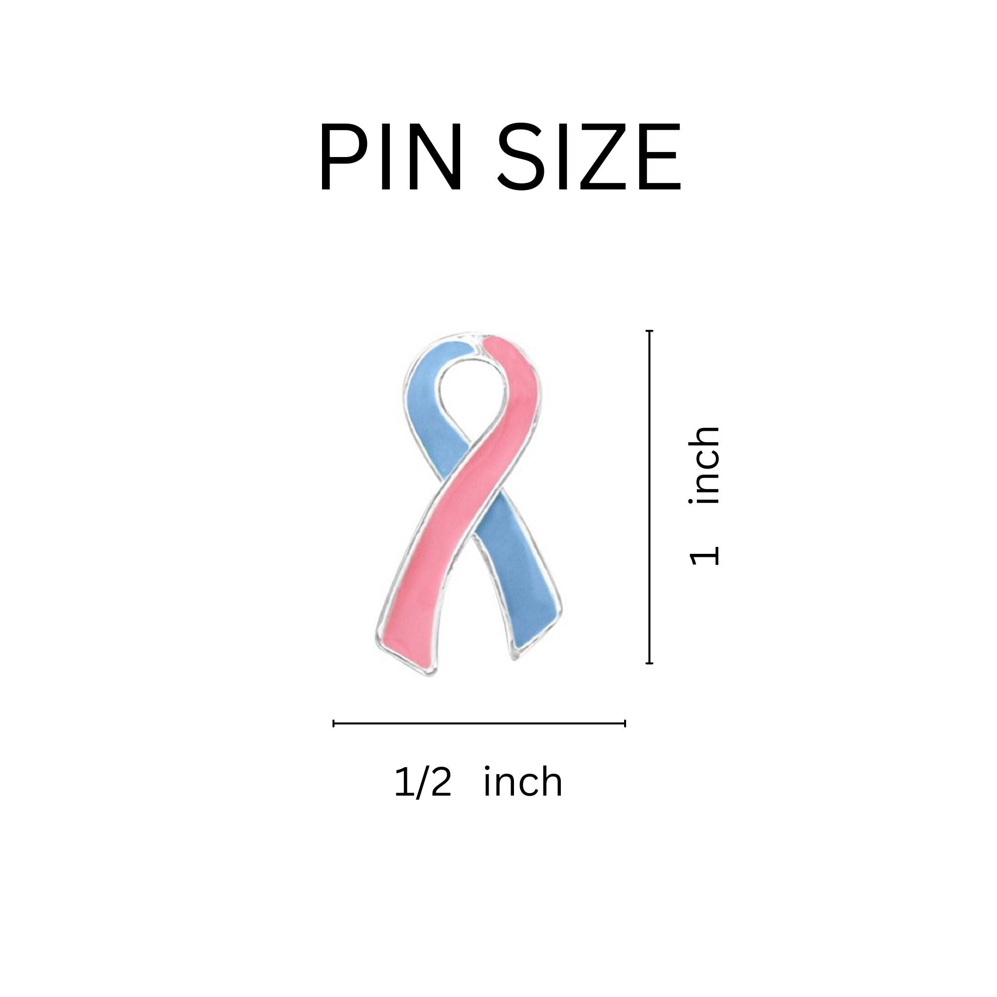 10 Pack Large Pink & Blue Ribbon Pins for Infant Death, SIDS, Miscarriage, Male Breast Cancer The Awareness Company