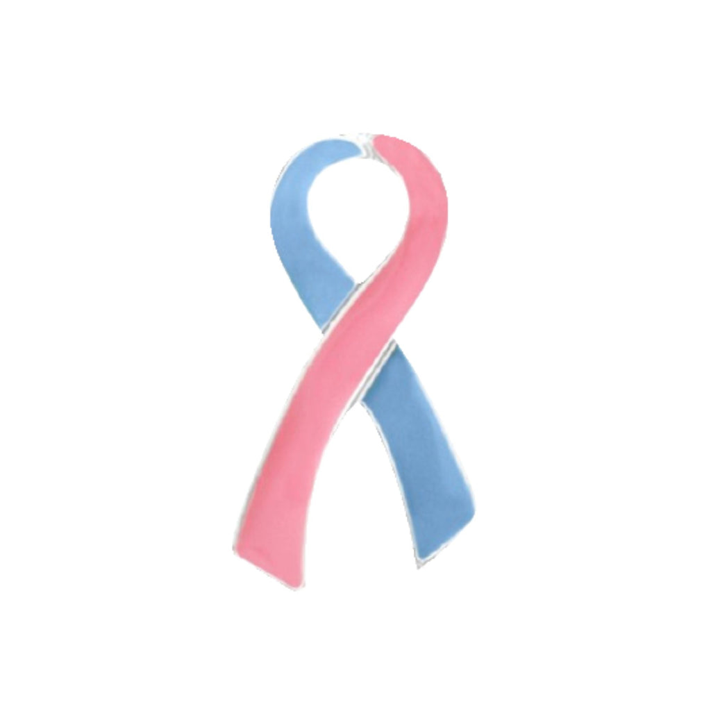 10 Pack Large Pink & Blue Ribbon Pins for Infant Death, SIDS, Miscarriage, Male Breast Cancer The Awareness Company